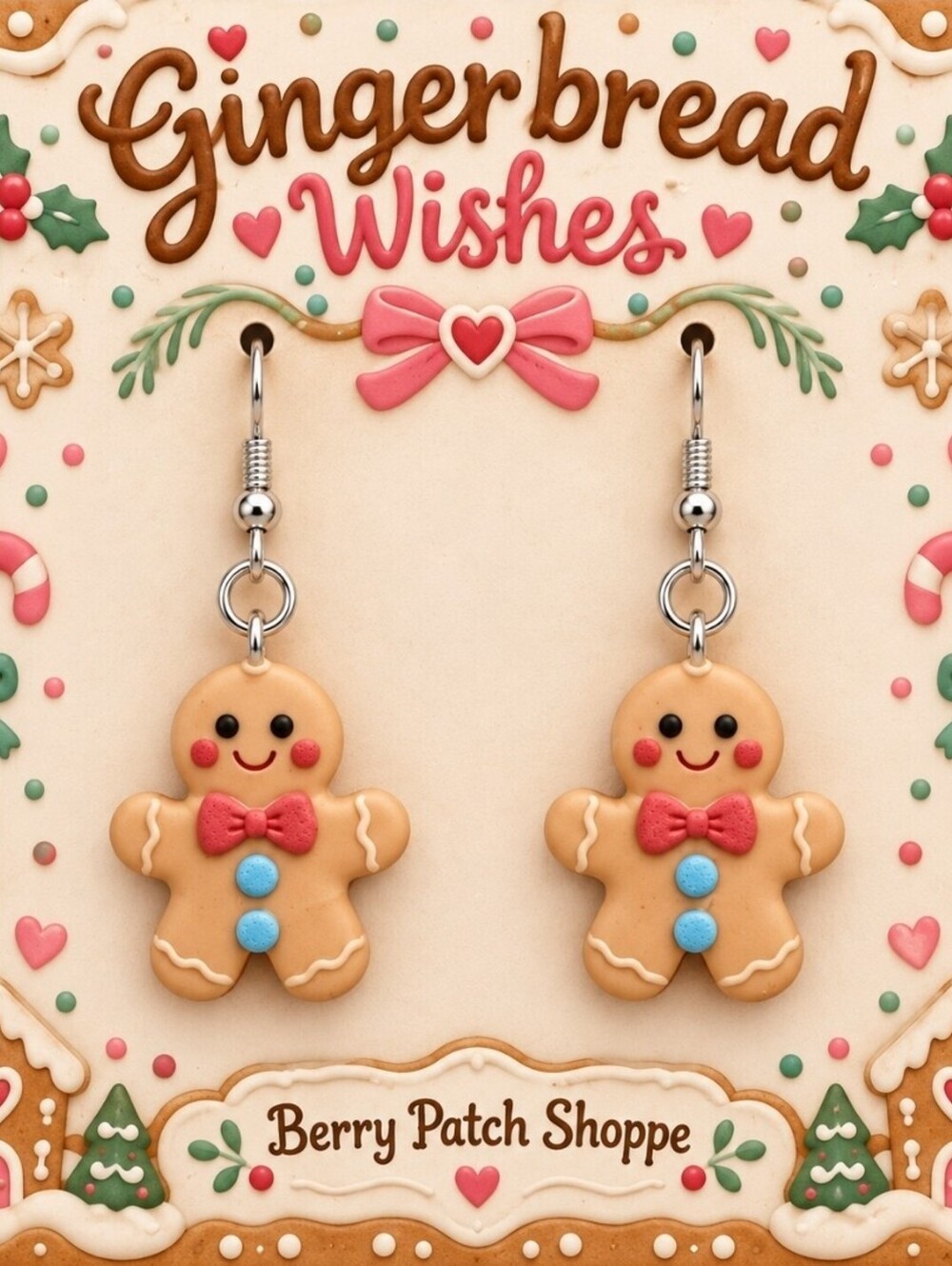 Christmas Gingerbread Men Cookie Earrings